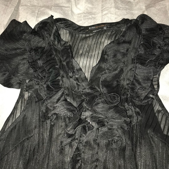 BCBG Black sleeveless, sheer ruffle top - Picture 5 of 8